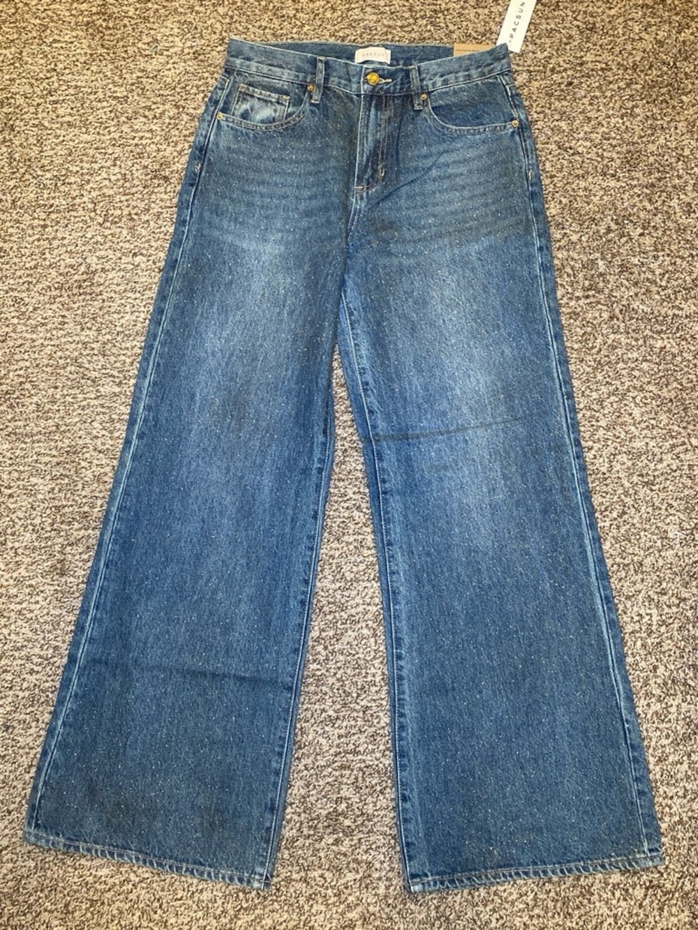 Womens Wide-Leg SPARKLY Jeans